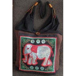 Shoulder bag handbag in boho style from Thailand with elephant - TASCHE130