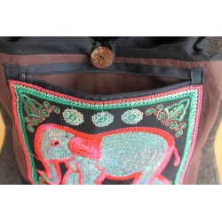 Schultertasche Handtasche im Boho-Stil aus Thailand mit Elefant - TASCHE131
