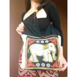 Schultertasche Handtasche im Boho-Stil aus Thailand mit Elefant - TASCHE132