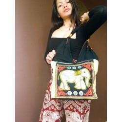 Schultertasche Handtasche im Boho-Stil aus Thailand mit Elefant - TASCHE132