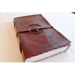 Notizbuch mit Echtledereinband und Stein 23x14 cm