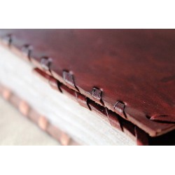 Notebook with genuine leather cover border ornament 18x14 cm