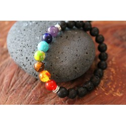 7 chakra bracelet made of natural stones and lava stones 8mm