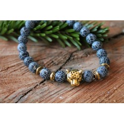 Bracelet made of natural stone beads 8mm and leopard