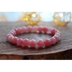 Rose quartz bracelet made of 8mm beads, size 17 cm