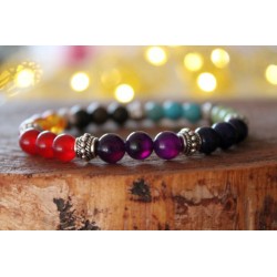 7 chakra bracelet with 8 mm pearls, 19 cm inner circumference