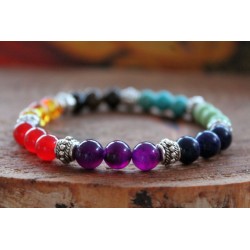 7 chakra bracelet with 8 mm pearls, 19 cm inner circumference
