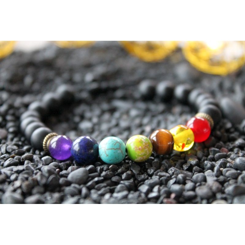 Chakra Armband mit 8 mm Naturstein Perlen größenverstellbar
