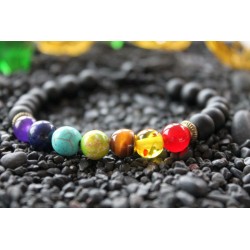 Chakra bracelet with 8 mm natural stone beads, adjustable in size
