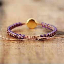 Amethyst protective bracelet elegantly adjustable in size with small 3.5 mm opal replacement beads