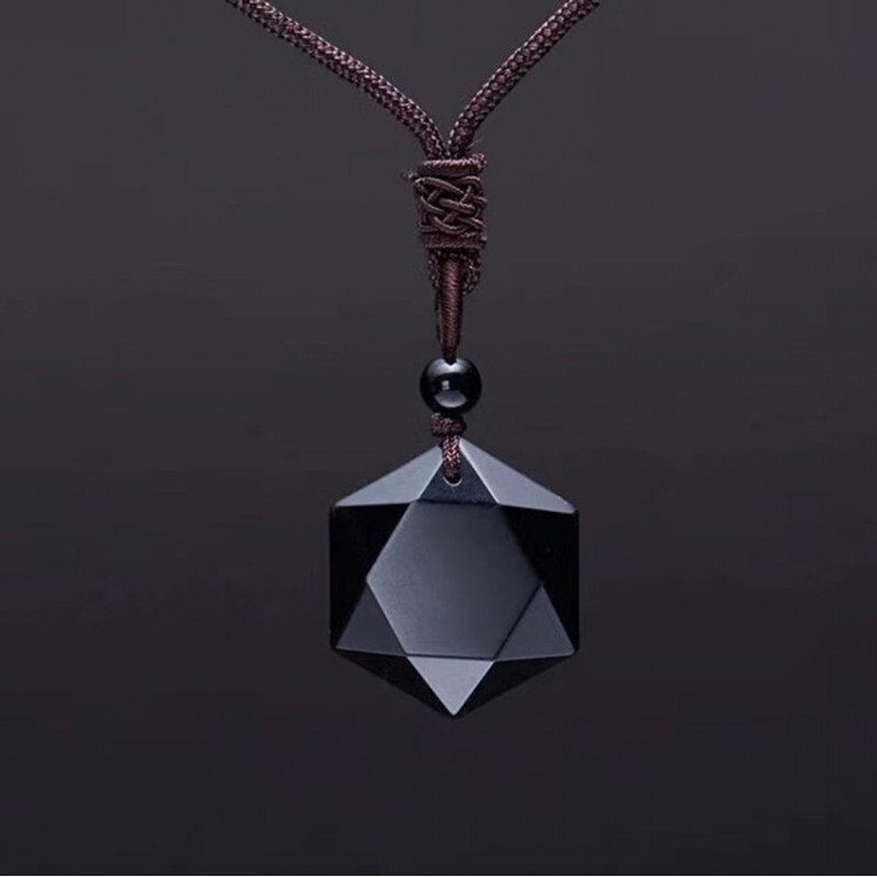 Obsidian Halskette Hexagramm Obsidian Anhänger Schutz