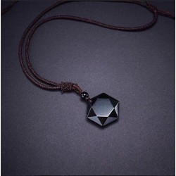 Obsidian Necklace Hexagram Obsidian Pendant Protection Balance Grounding Meditation Talisman