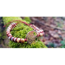 Bracelet natural stone beads 4mm gold-colored mandala sign friendship bracelet