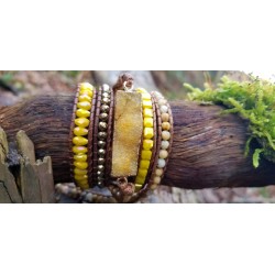 Wickelarmband fünffach gelber Jade Kristall Armband Yoga Meditation Geschenk Freundin