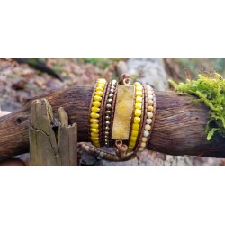Wrap bracelet fivefold yellow jade crystal bracelet yoga meditation gift girlfriend
