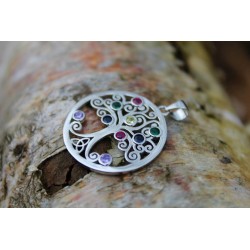Tree of life pendant with 9 cut stones. Tree of life