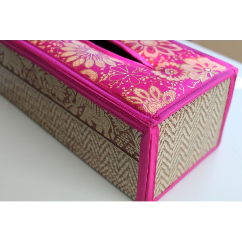 Tissue box / wipes box / cosmetic tissue box in Thai style elephant pattern