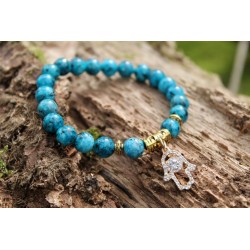 Hamsa bracelet yoga bracelet with 8 mm stone beads