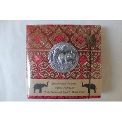 Tagebuch Notizbuch Stoff Thailand mit Elefant 11x11 cm - THAI-S-001
