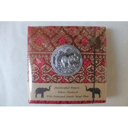 Tagebuch Notizbuch Stoff Thailand mit Elefant 11x11 cm