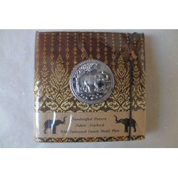 Tagebuch Notizbuch Stoff Thailand mit Elefant 11x11 cm - THAI-S-003