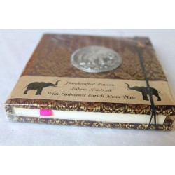 Diary notebook fabric Thailand with elephant 11x11 cm - THAI-S-003