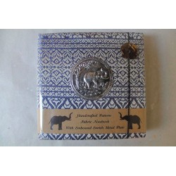 Diary notebook fabric Thailand with elephant 11x11 cm - THAI-S-004
