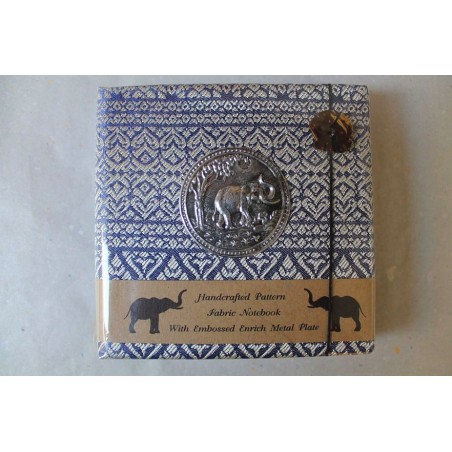 Tagebuch Notizbuch Stoff Thailand mit Elefant 11x11 cm