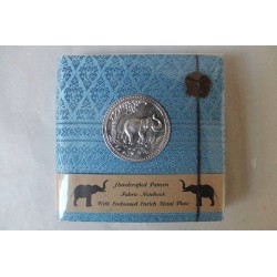 Tagebuch Notizbuch Stoff Thailand mit Elefant 11x11 cm - THAI-S-006