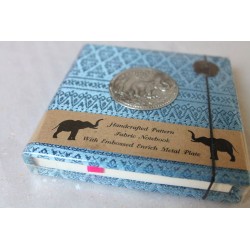 Diary notebook fabric Thailand with elephant 11x11 cm - THAI-S-006