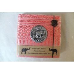 Tagebuch Notizbuch Stoff Thailand mit Elefant 11x11 cm - THAI-S-008