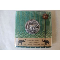 Tagebuch Notizbuch Stoff Thailand mit Elefant 11x11 cm - THAI-S-009