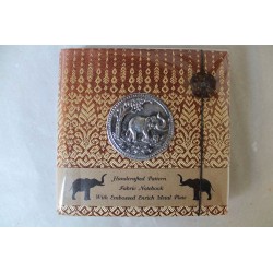 Tagebuch Notizbuch Stoff Thailand mit Elefant 11x11 cm - THAI-S-011