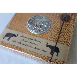 Tagebuch Notizbuch Stoff Thailand mit Elefant 11x11 cm - THAI-S-011