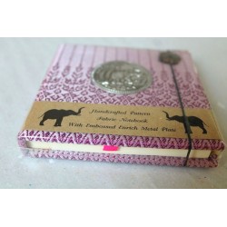 Diary notebook fabric Thailand with elephant 11x11 cm - THAI-S-010