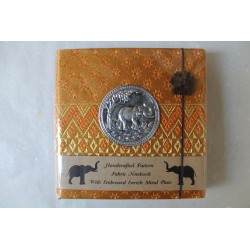 Tagebuch Notizbuch Stoff Thailand mit Elefant 11x11 cm - THAI-S-013