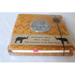 Diary notebook fabric Thailand with elephant 11x11 cm - THAI-S-013
