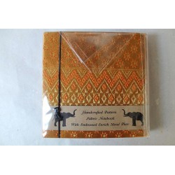 Tagebuch Notizbuch Stoff Thailand mit Elefant 11x11 cm - THAI-S-013