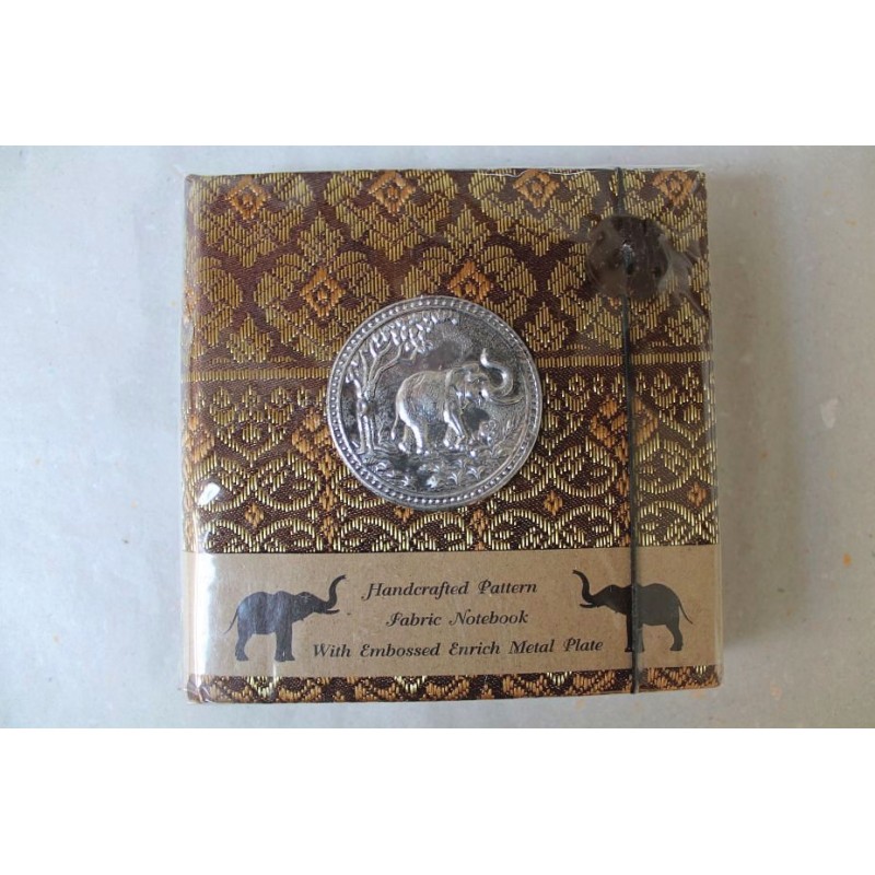 Tagebuch Notizbuch Stoff Thailand mit Elefant 11x11 cm