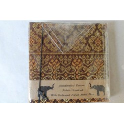 Diary notebook fabric Thailand with elephant 11x11 cm - THAI-S-015
