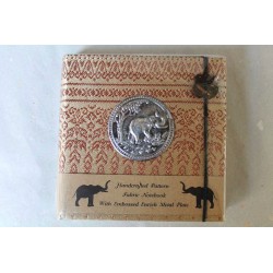 Diary notebook fabric Thailand with elephant 11x11 cm - THAI-S-016