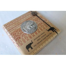 Tagebuch Notizbuch Stoff Thailand mit Elefant 11x11 cm - THAI-S-016