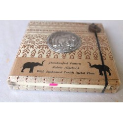 Diary notebook fabric Thailand with elephant 11x11 cm - THAI-S-016