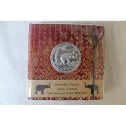 Tagebuch Notizbuch Stoff Thailand mit Elefant 11x11 cm - THAI-S-017
