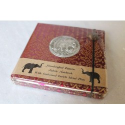 Tagebuch Notizbuch Stoff Thailand mit Elefant 11x11 cm - THAI-S-017