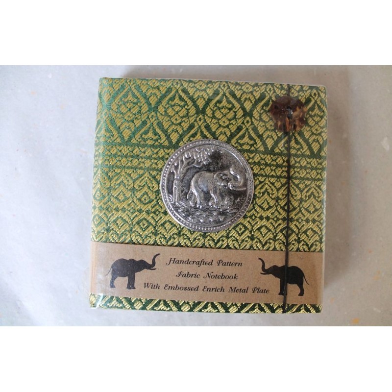 Tagebuch Notizbuch Stoff Thailand mit Elefant 11x11 cm