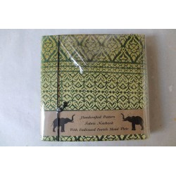 Diary notebook fabric Thailand with elephant 11x11 cm - THAI-S-018