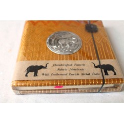 Diary notebook fabric Thailand with elephant 11x11 cm - THAI-S-022