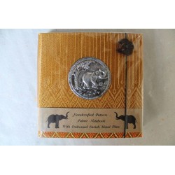 Tagebuch Notizbuch Stoff Thailand mit Elefant 11x11 cm - THAI-S-023