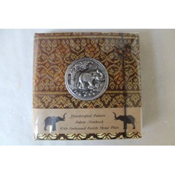 Tagebuch Notizbuch Stoff Thailand mit Elefant 11x11 cm - THAI-S-024